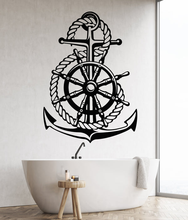 Vinyl Wall Decal Ocean Sea Style Steering Wheel Ship Anchor Sailor Stickers Unique Gift (1852ig)