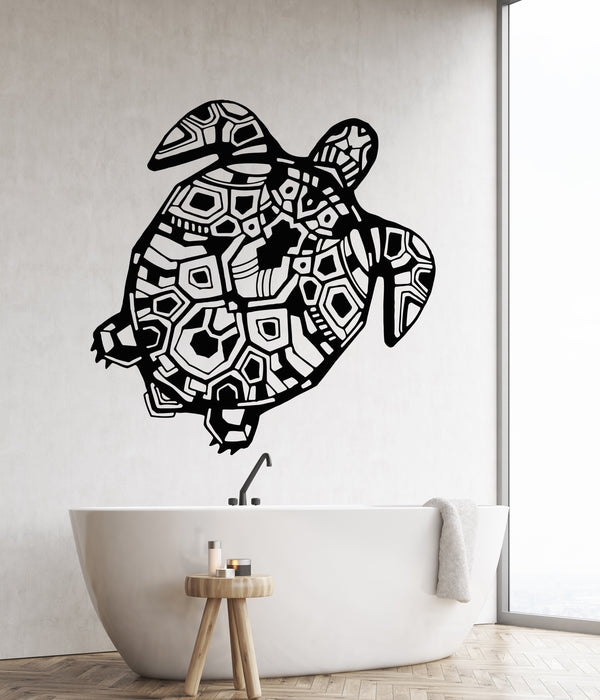 Autocollant mural en vinyle représentant un animal marin, une tortue, un océan, un style marin, un coquillage, cadeau unique (2037ig)