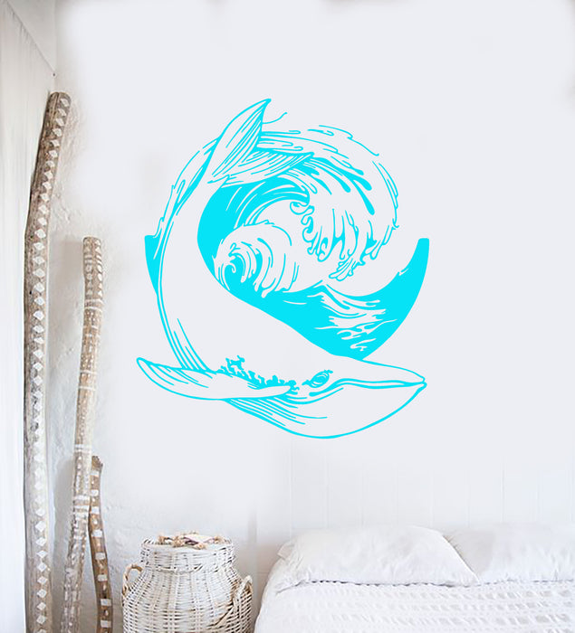 Vinyl Wall Decal Sea Ocean Whale Style Animal Wave Stickers (2813ig)