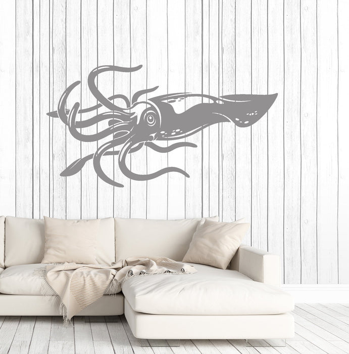 Vinyl Wall Decal Giant Squid Fishing Sea Beast Animal Food Stickers Unique Gift (1686ig)