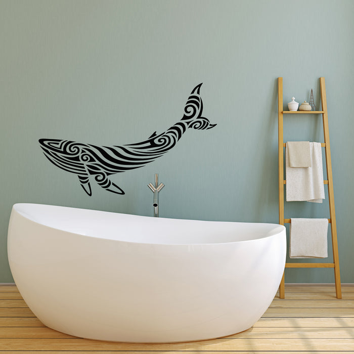 Vinyl Wall Decal Abstract Big Blue Whale Sea Ocean Style Stickers (3735ig)