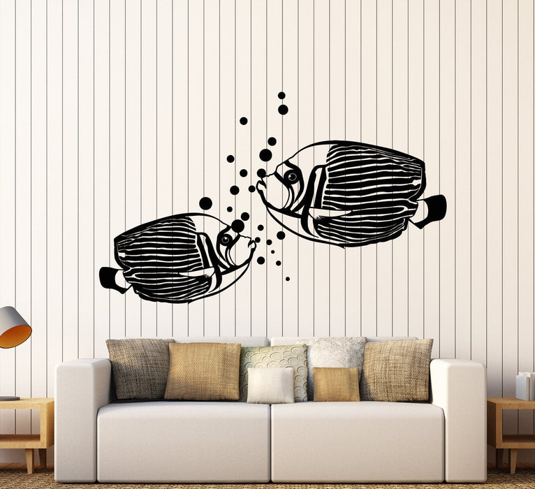 Vinyl Wall Decal Aquarium Fish Sea Ocean Style Water Bubbles Stickers (2650ig)