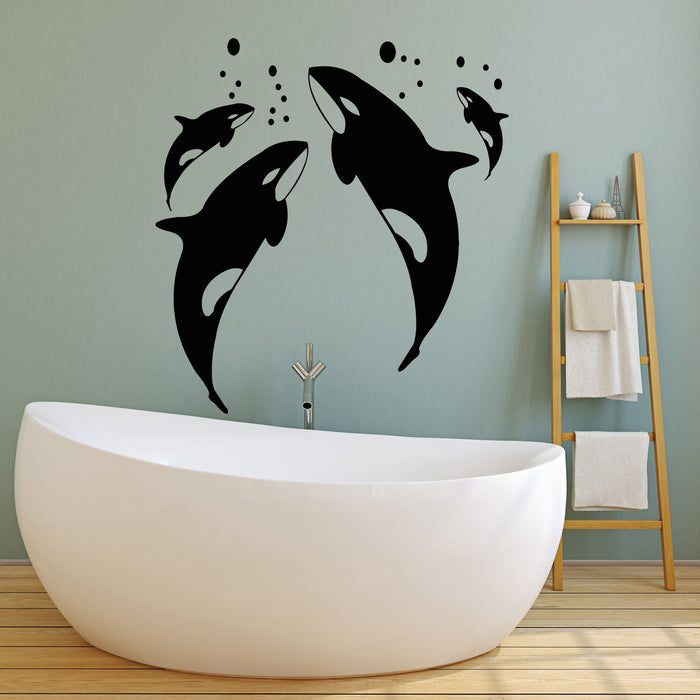 Vinyl Wall Decal Killer Whale Sea Ocean Style Bathroom Decor Stickers (2429ig)