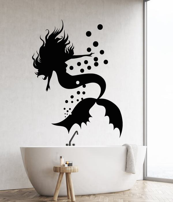 Vinyl Wall Decal Marine Sea Style Silhouette Mermaid Stickers (2304ig)