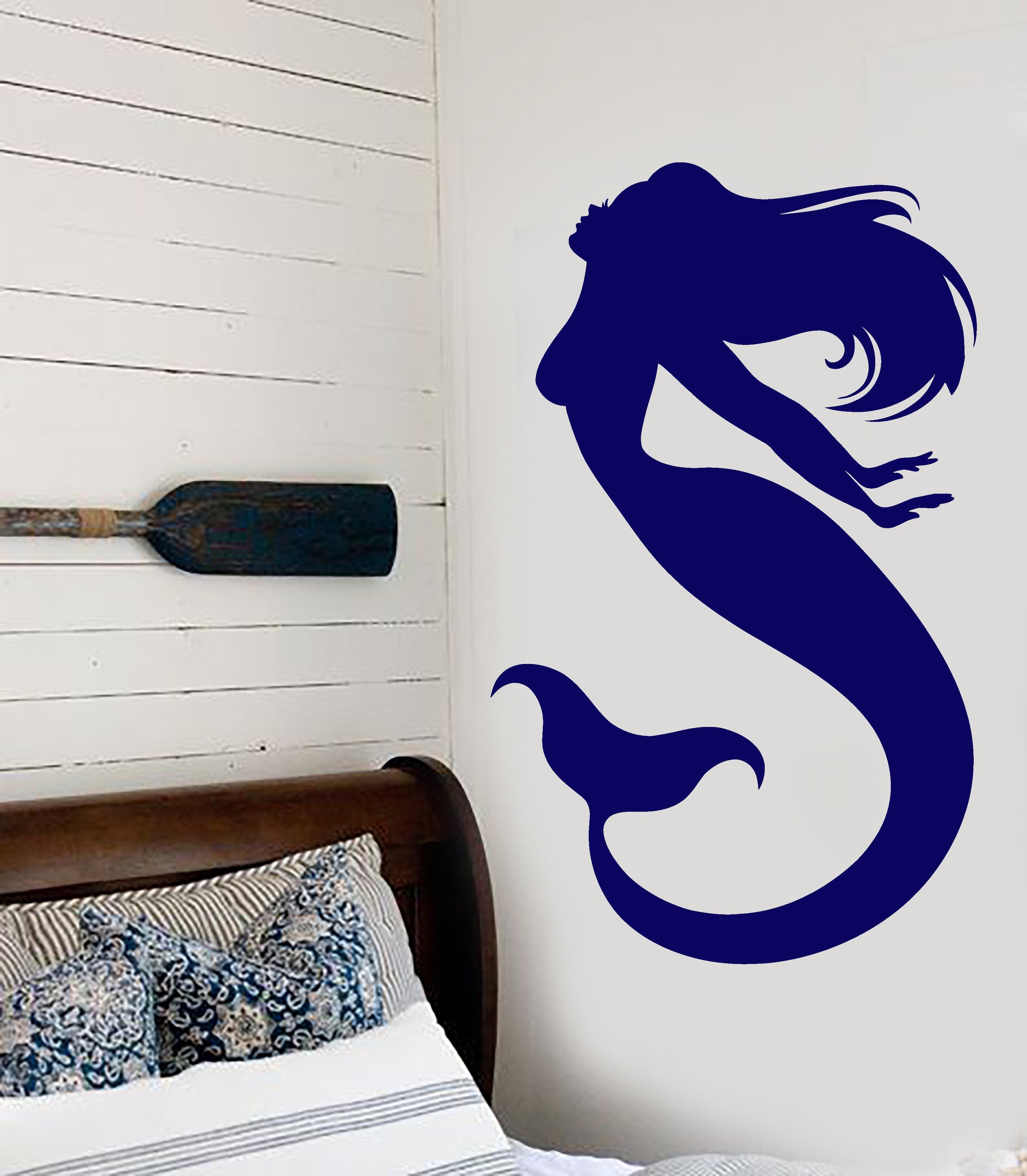 Vinyl Wall Decal Silhouette Mermaid Sea Beach Style Stickers (2366ig ...