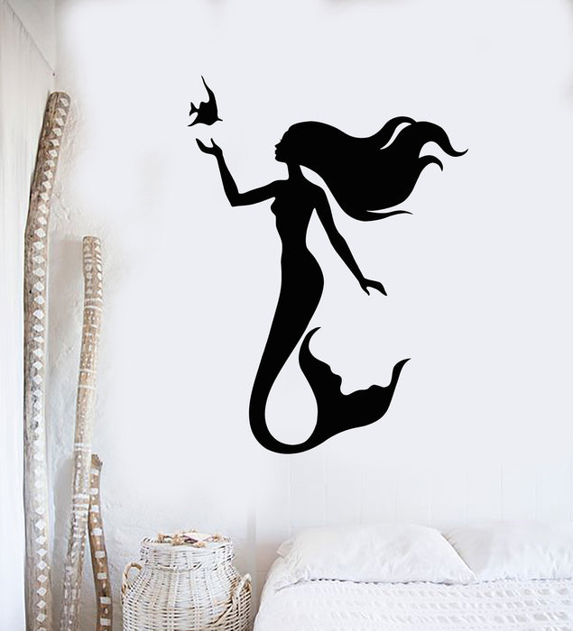 Vinyl Wall Decal Mermaid Girl Room Fish Marine Art Sea Stickers Unique Gift (608ig)