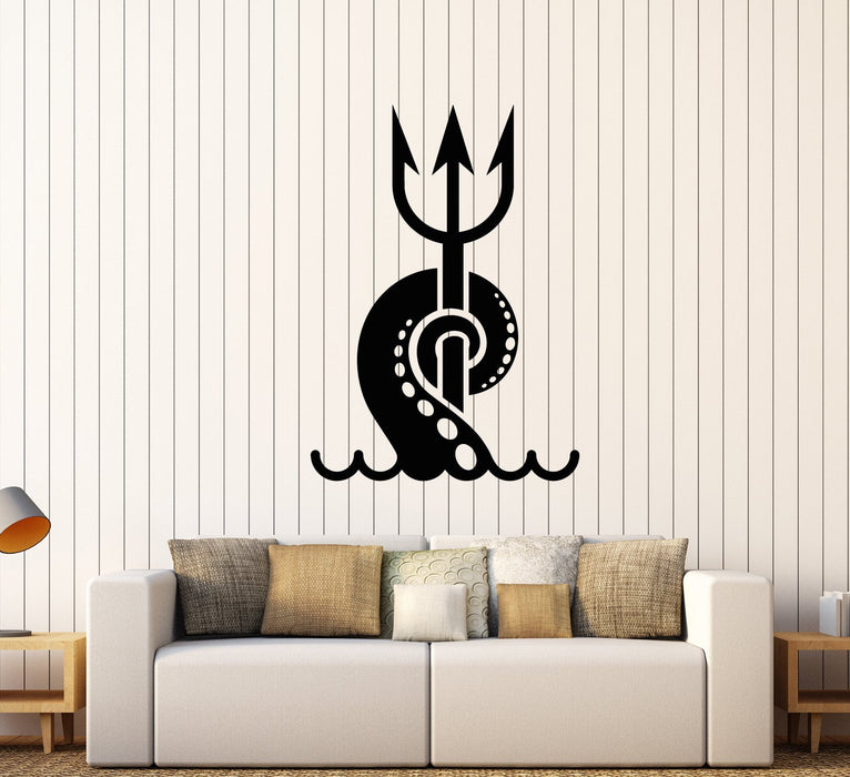 Vinyl Wall Decal Tentacles Octopus Sea Animal Nautical Trident Stickers (2501ig)