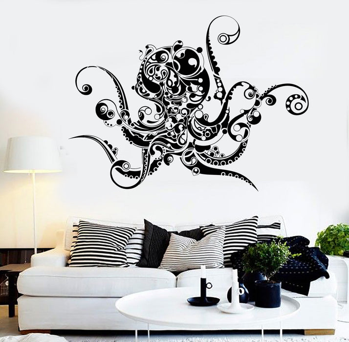 Vinyl Wall Decal  Octopus Sea Monster Art Decor Marine Style Stickers Unique Gift (924ig)