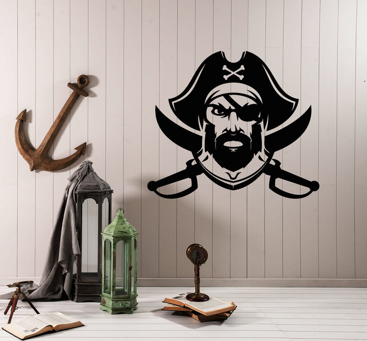 Vinyl Wall Decal Captain Sea Pirate Ship Nautical Style Stickers (3935ig)