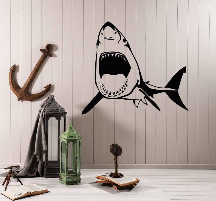 Vinyl Wall Decal Sea Predator Evil Shark Marine Style Stickers (4015ig)