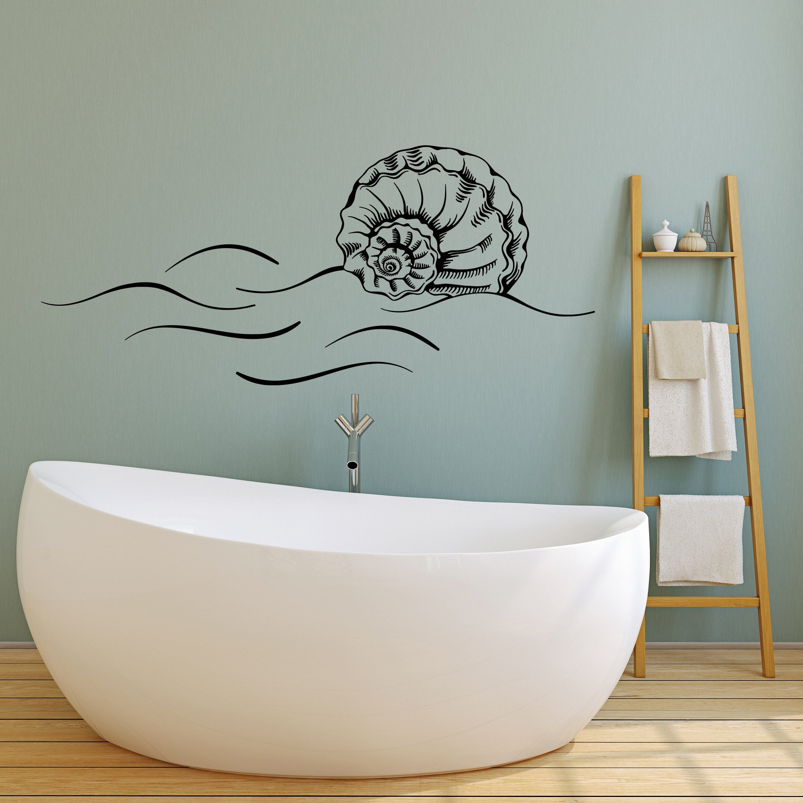 Vinyl Wall Decal Sea Spiral Shell Ocean Beach Marine Style Stickers Un ...