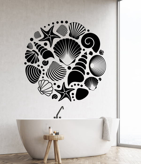 Vinyl Wall Decal Ocean Sea Seashells Style Bathroom Decor Stickers Unique Gift (2065ig)