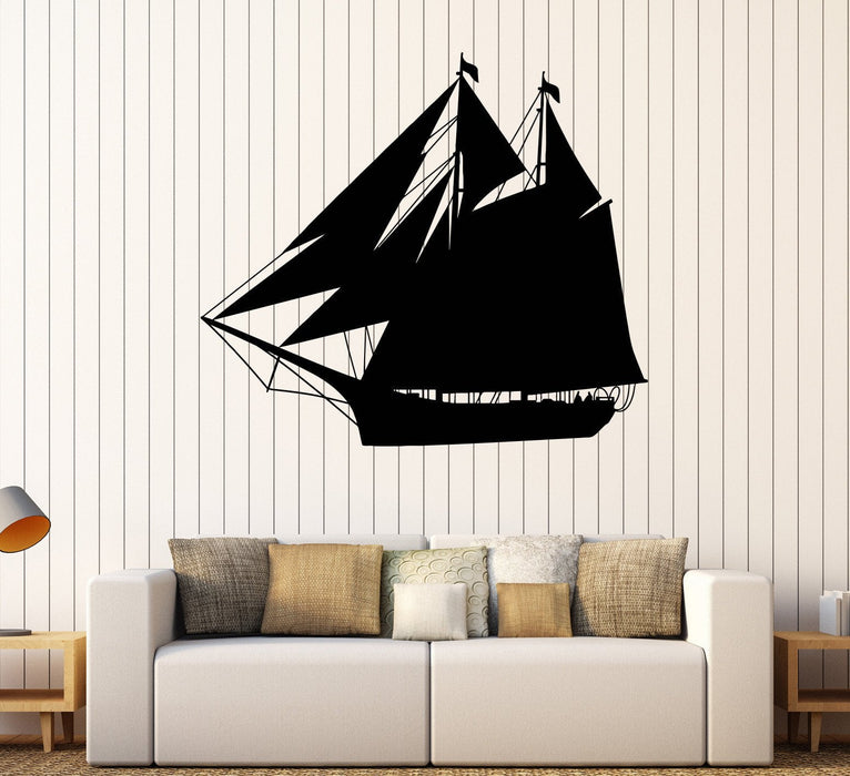 Vinyl Wall Decal Ship Yacht Children's Rooms Nautical Marine Sea Stickers Unique Gift (127ig)