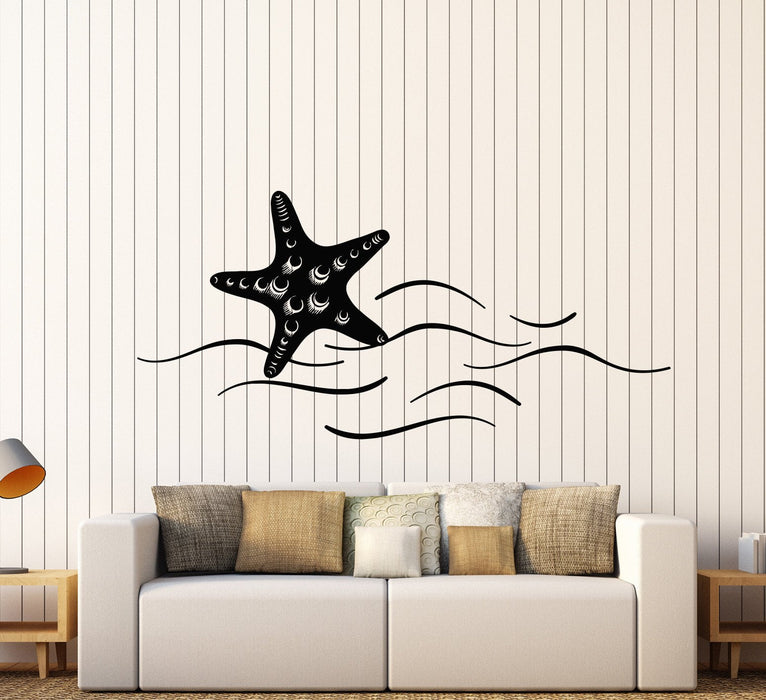 Vinyl Wall Decal Starfish Sea Ocean Beach Style Wave Stickers Unique Gift (1325ig)