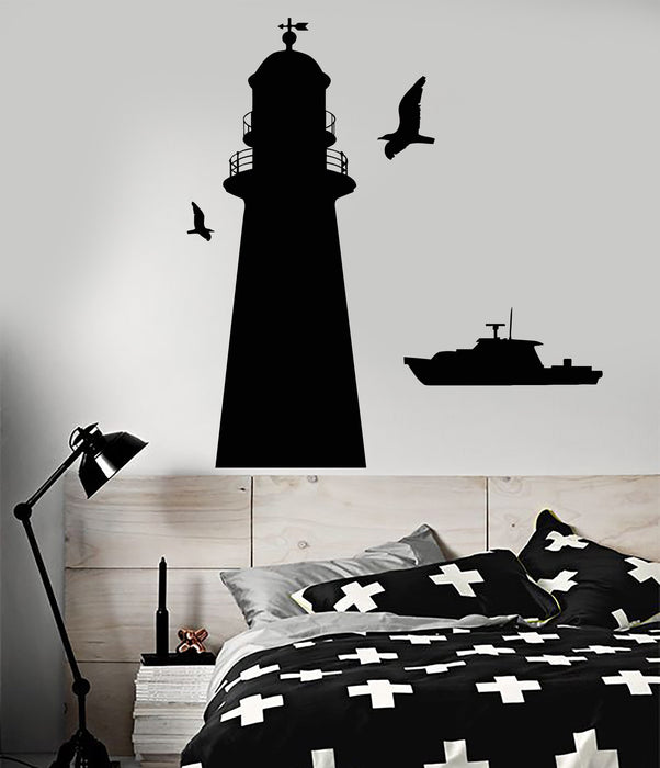 Vinyl Wall Decal Lighthouse Ship Boat Sea Style Naval Police Stickers Unique Gift (1743ig)