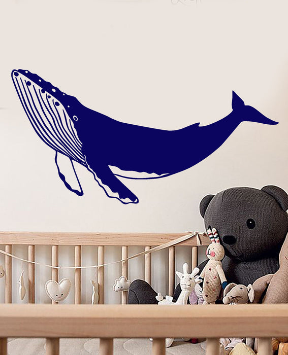 Vinyl Wall Decal Big Blue Whale Nautical Sea Animal For Nursery Stickers (2885ig)