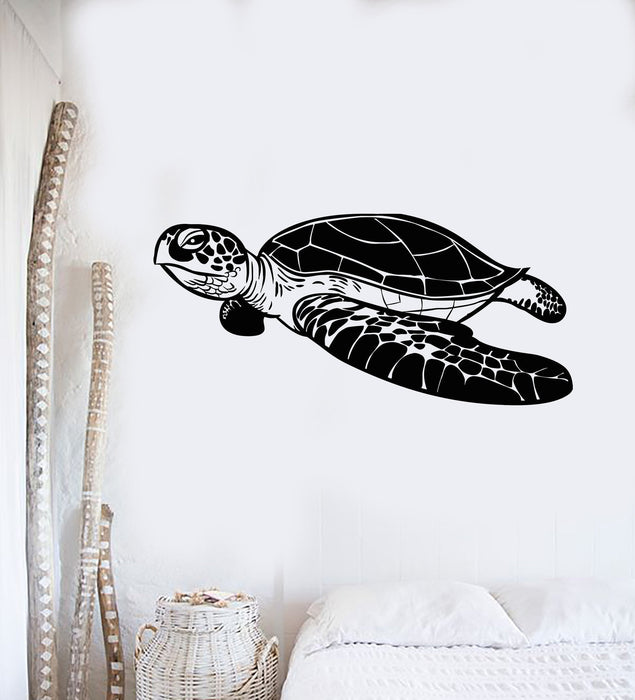 Vinyl Wall Decal Sea Turtle Marine Decoration Ocean Bathroom Stickers Unique Gift (555ig)