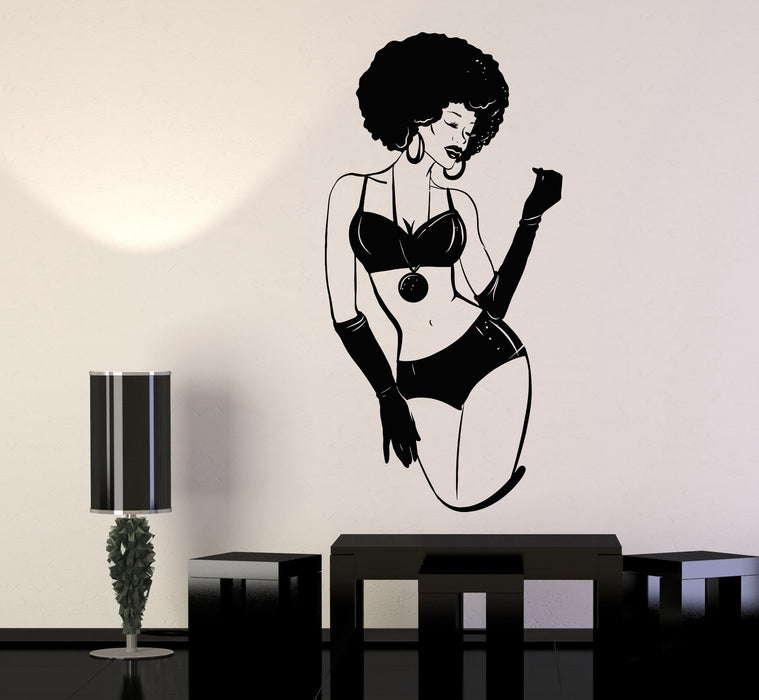 Vinyl Wall Decal Sexy Black Lady African Woman Afro Hairstyle Stickers Unique Gift (1330ig)