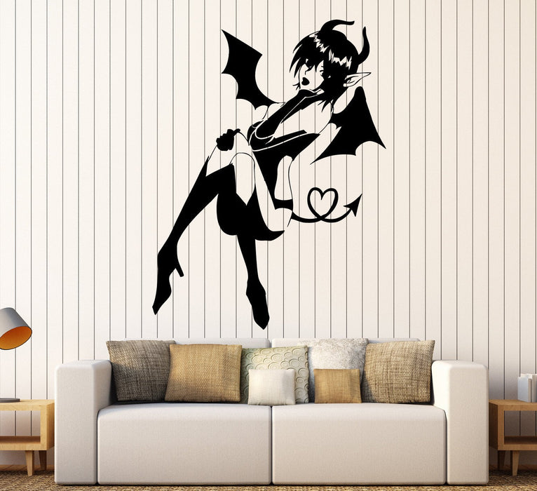 Vinyl Wall Decal Sexy Anime Manga Devil Girl Stickers Mural Unique Gift (ig4517)