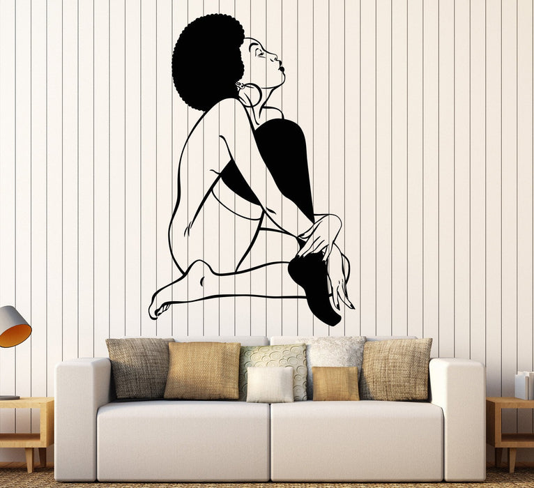 Vinyl Wall Decal Sexy Lady Black African Woman Naked Stickers Unique Gift (1061ig)
