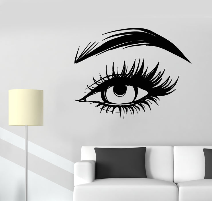 Autocollant mural en vinyle pour femme, yeux, cils, sourcils (3550ig)