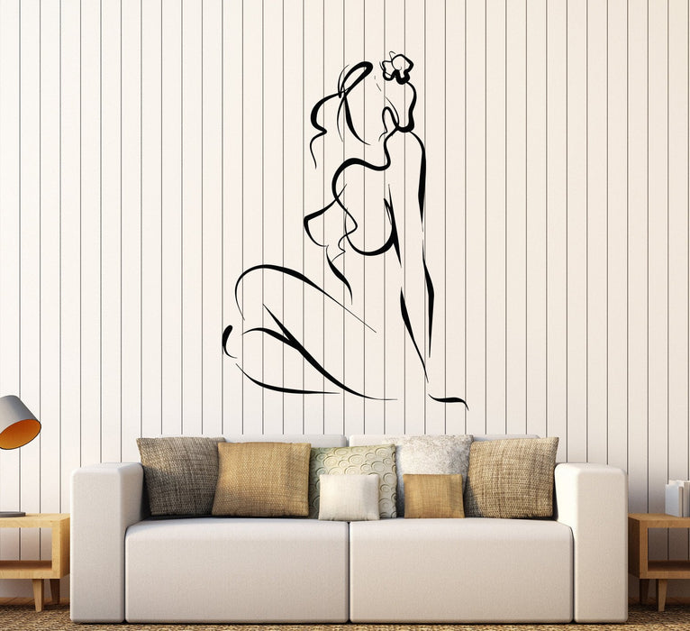 Vinyl Wall Decal Sexy Naked Woman Abstract Sketch Wall Stickers Unique Gift (060ig)