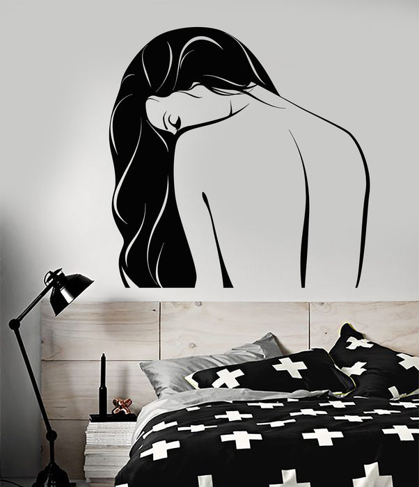 Vinyl Wall Decal Sexy Woman Naked Girl Open Back Stickers Unique Gift (1608ig)