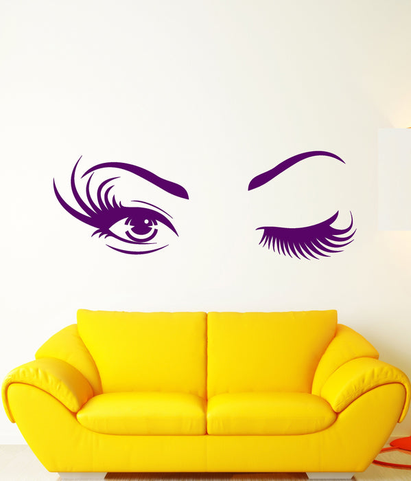 Виниловая наклейка на стену Девушка подмигивающий глаз сексуальные ресницы красота модные наклейки (3033ig)