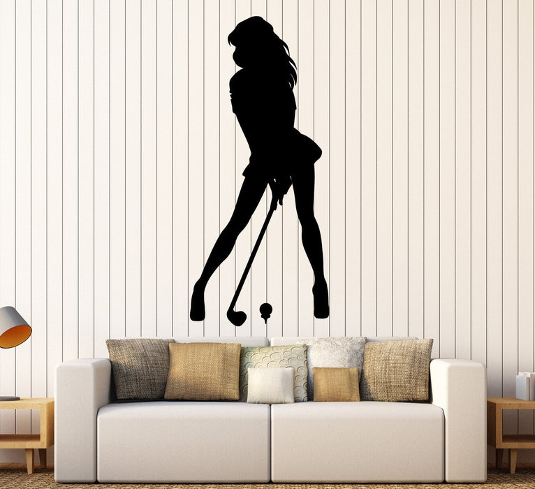 Autocollant mural en vinyle sexy golfeur joueur de golf club femme autocollants cadeau unique (ig4523)