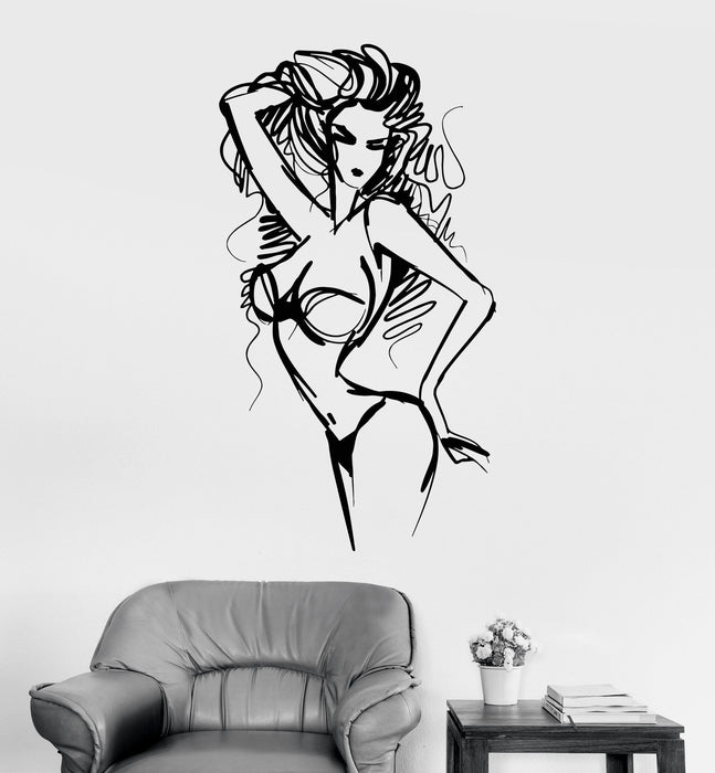 Vinyl Wall Decal Sexy Hot Girl Naked Woman Striptease Stickers Unique Gift (956ig)