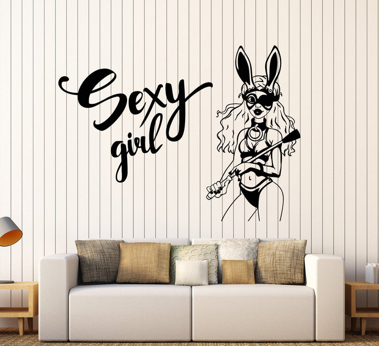 Vinyl Wall Decal Sexy Girl Dominant SexShop Bunny Costume Stickers Unique Gift (1516ig)