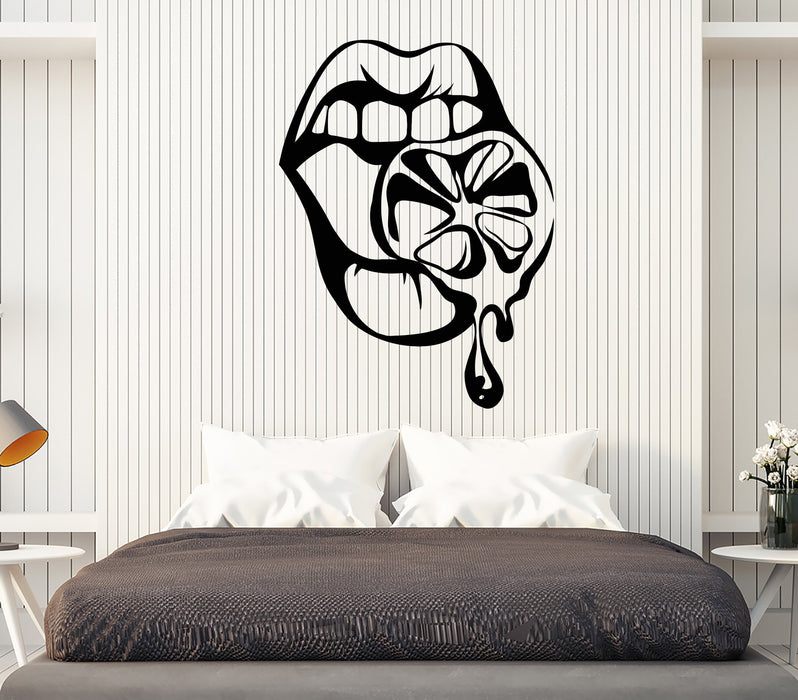 Виниловые наклейки на стену сексуальные губы девушки лимон апельсин крутые наклейки уникальный подарок (1614ig)