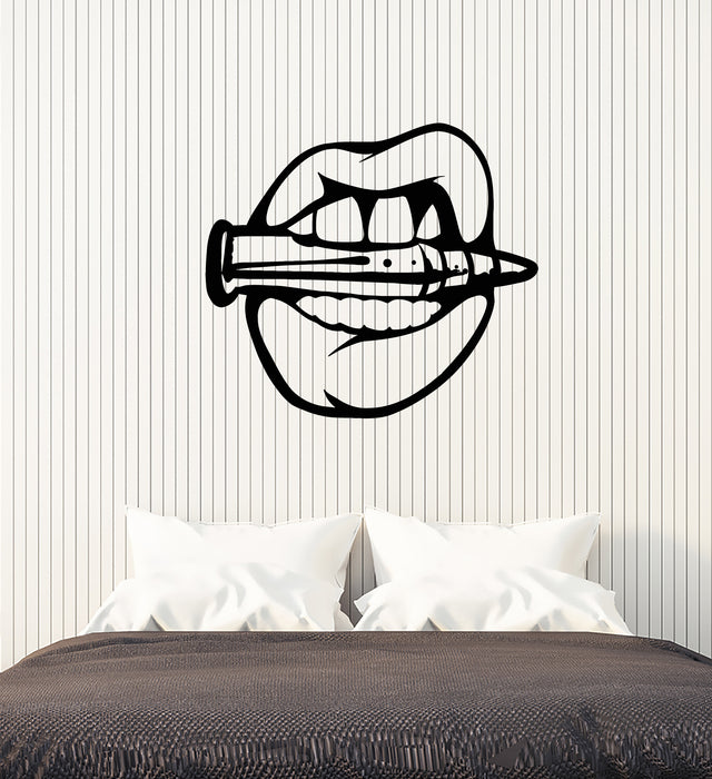 Vinyl Wall Decal Sexy Girl Lips Bullet Military For Adults Stickers (3762ig)