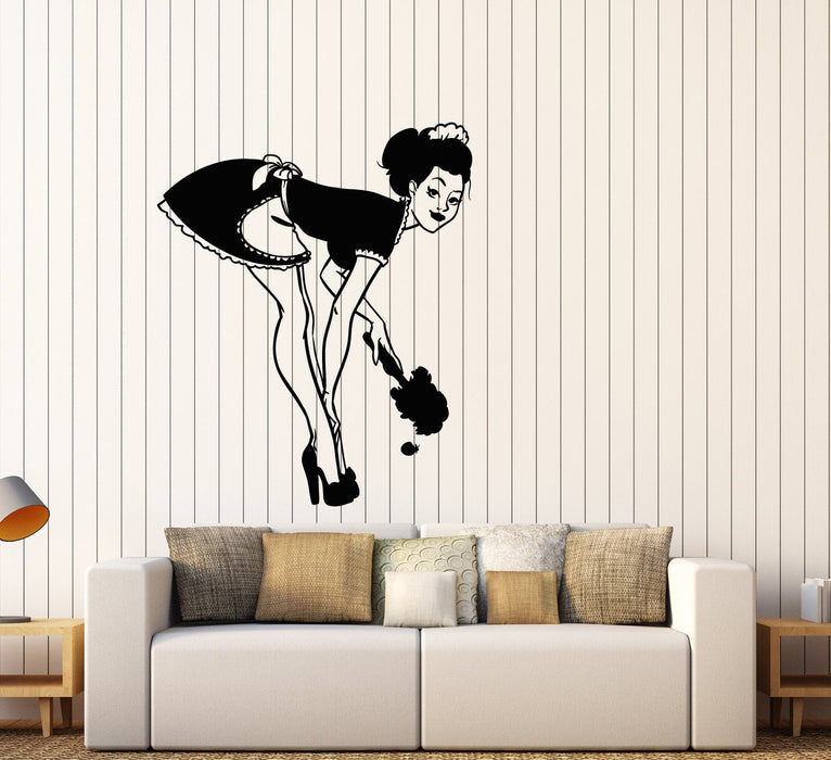 Vinyl Wall Decal Sexy Maid Cleaner Pin-up Girl Stickers (2504ig)