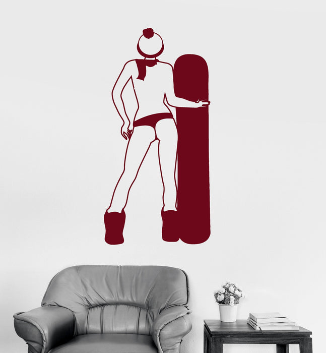 Vinyl Wall Decal Snowboarder Girl Snowboard Extreme Sport Stickers Unique Gift (1014ig)