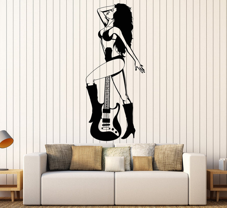 Vinyl Wall Decal Sexy Rock Woman Girl Guitar Music Stickers Mural Unique Gift (ig4514)