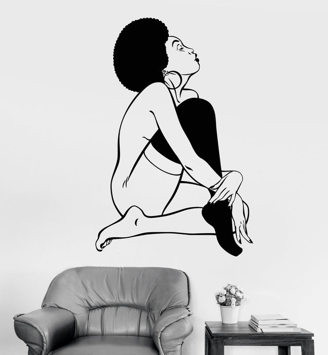 Vinyl Wall Decal Sexy Lady Black African Woman Naked Stickers Unique Gift (1061ig)