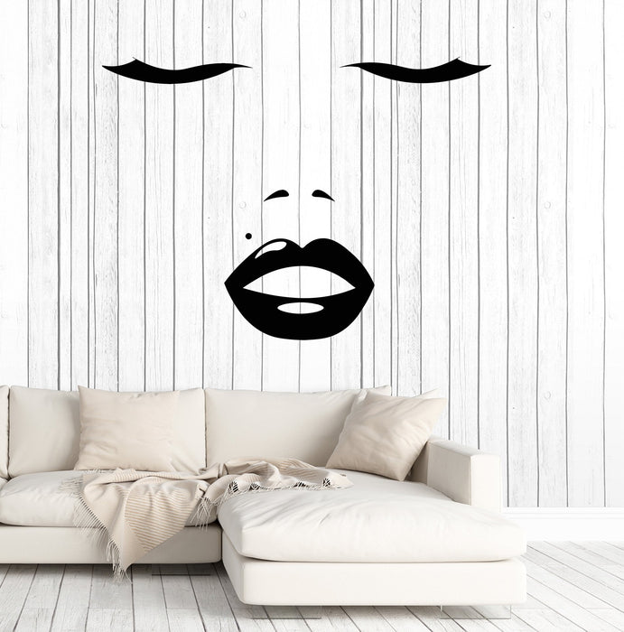 Autocollant mural en vinyle pour belle fille, lèvres sexy, maquilleuse, cadeau unique (1596ig)