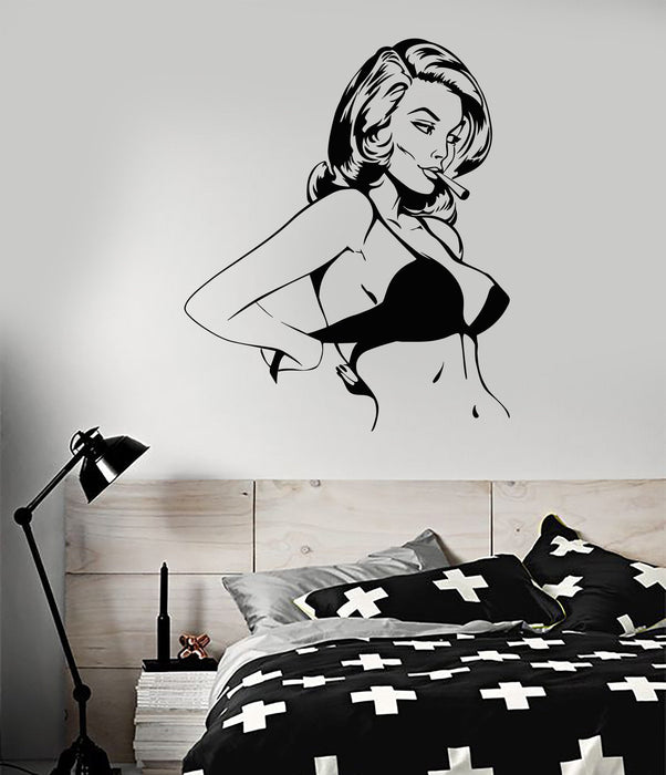 Vinyl Wall Decal Girl Sexy Pin Up Naked Women Retro Stickers Unique Gift (965ig)