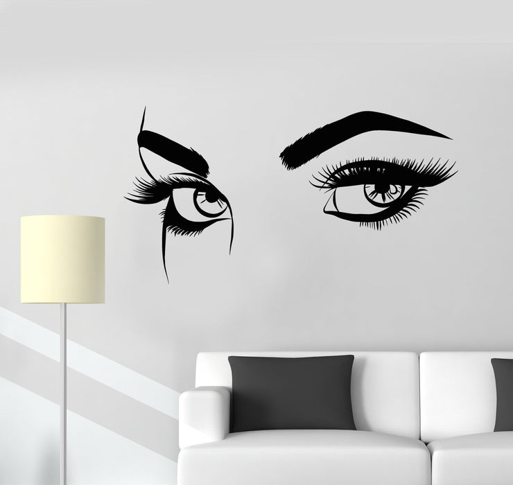 Vinyl Wall Decal Sexy Eyebrows Eyes Girl Woman Eyelashes Makeup Stickers (2492ig)