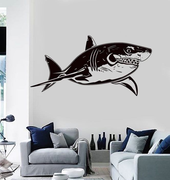 Vinyl Wall Decal Shark Marine Animal Predator Ocean Decor Stickers Unique Gift (ig3608)