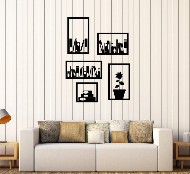 Vinyl Wall Decal Office Bookshelves Interior Decor Room Library Stickers Unique Gift (512ig)