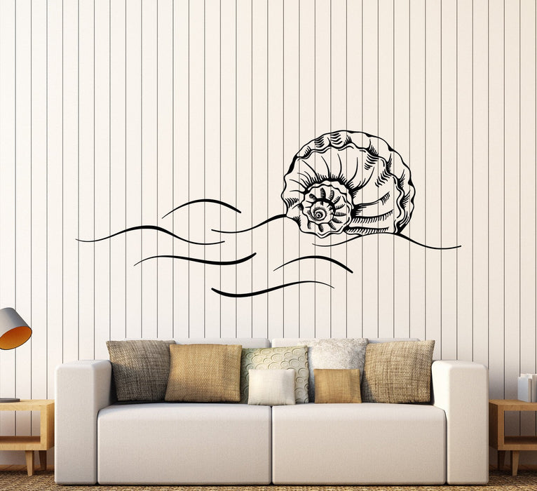 Vinyl Wall Decal Sea Spiral Shell Ocean Beach Marine Style Stickers Unique Gift (1324ig)