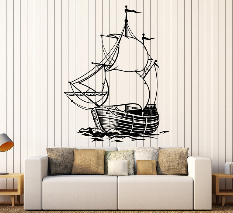 Vinyl Wall Decal Ship Sea Ocean Boat Sailor Sail Marine Style Stickers Unique Gift (1444ig)