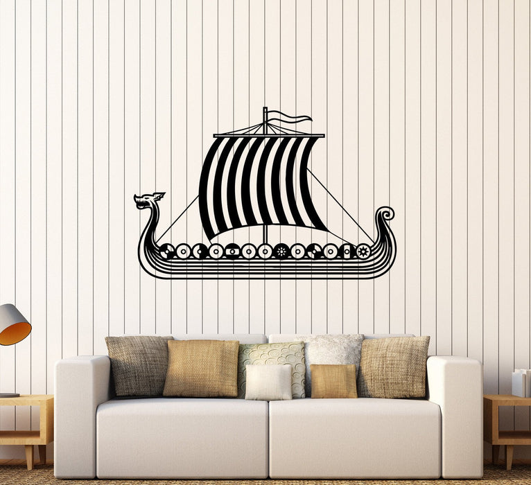 Виниловые наклейки на стену корабль викингов морские наклейки для детской комнаты настенная роспись уникальный подарок (436ig)