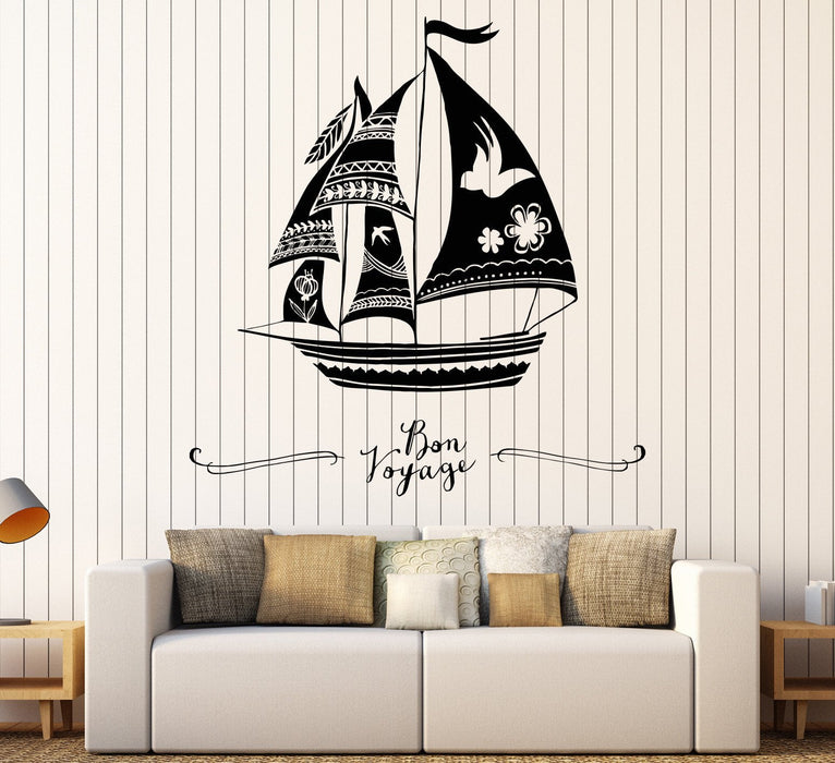 Autocollant mural en vinyle Voilier Bateau Marin Style Marin Autocollants Mer Cadeau Unique (940ig)