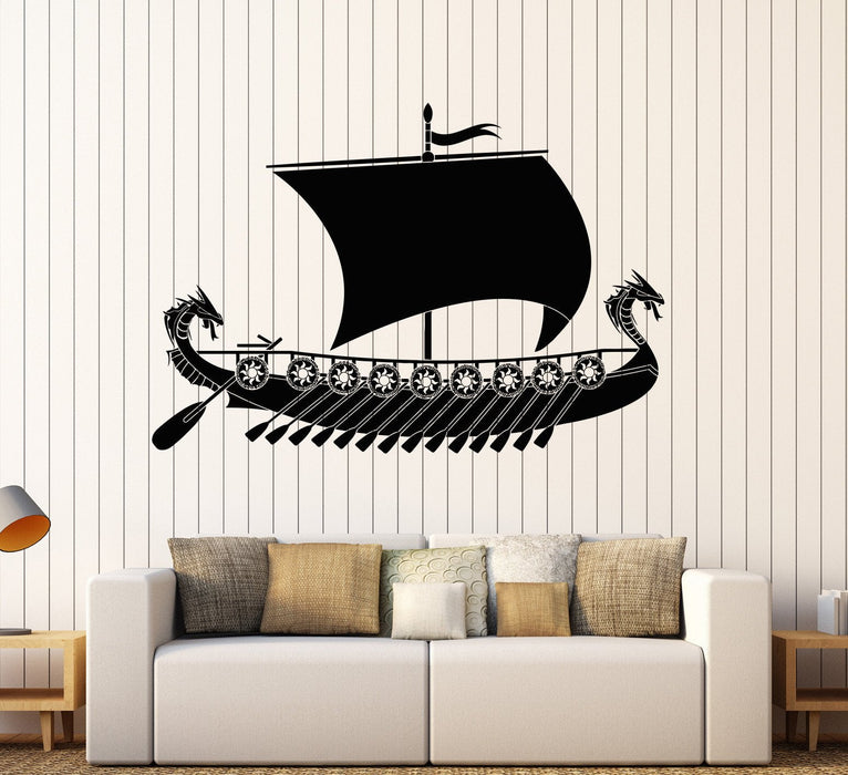 Vinyl Wall Decal Viking Ship Scandinavian Children's Rooms Stickers Unique Gift (049ig)