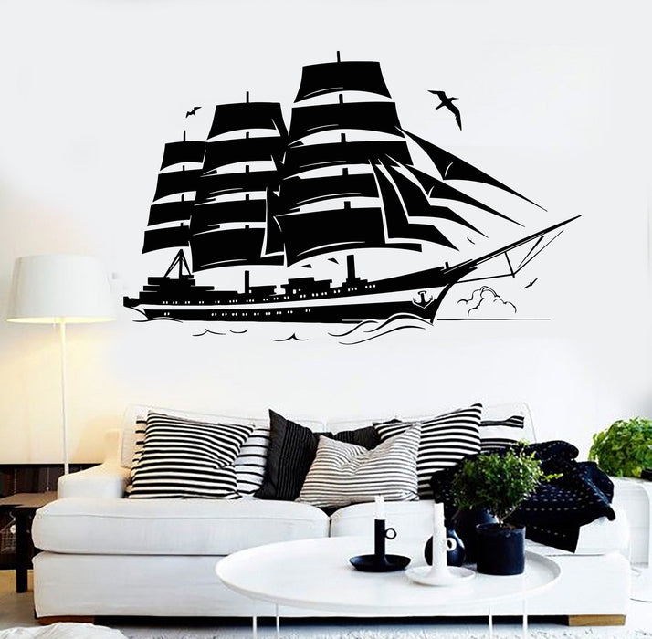 Vinyl Wall Decal Yacht Marine Ship Nautical Wave Stickers Unique Gift (ig3933)