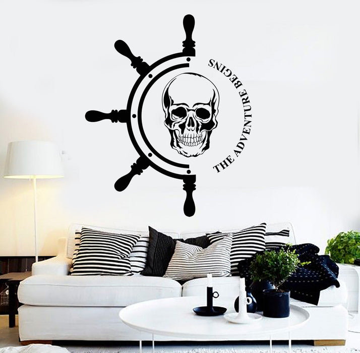 Vinyl Wall Decal Ship Steering Wheel Nautical Pirates Art Sailor Stickers Unique Gift (ig2791)