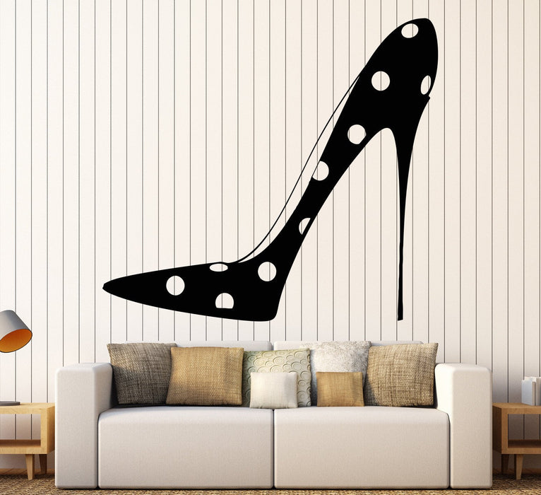 Vinyl Wall Decal Women's Dotted Shoe Fashion Store Stickers Unique Gift (1234ig)
